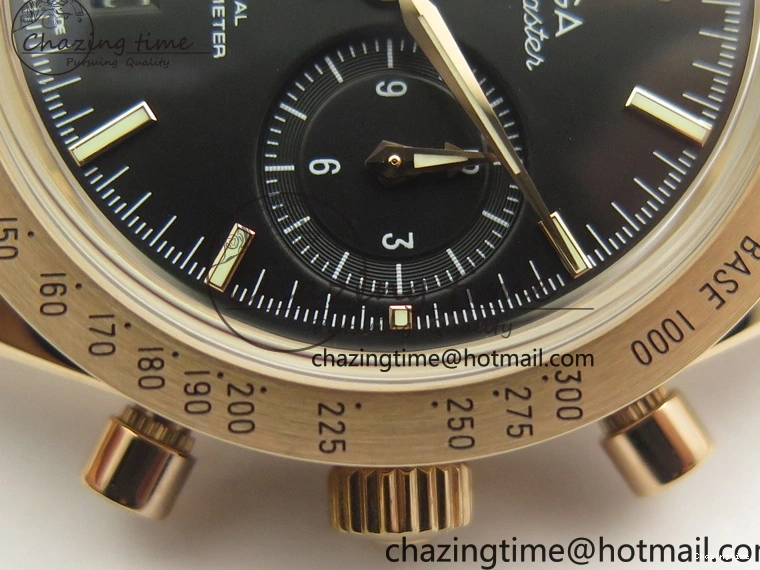 0817 Speedmaster ’57 Co-Axial RG OMF 1:1 Best Edition Black Dial On RG Bracelet A9300 (Free Leather Strap) MoistureWicking 8070